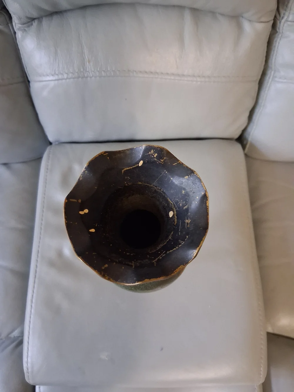 Vintage Brass & Enamel Etched Vase